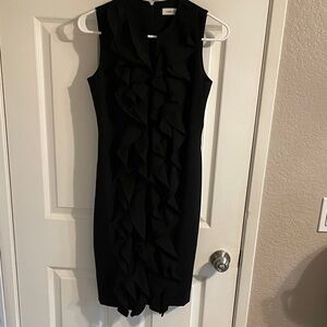 Calvin Klein Black Midi Dress with Ruffles